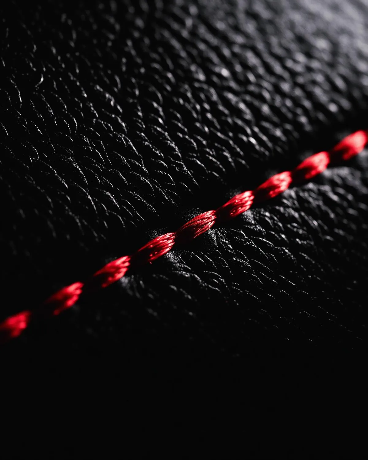 Close-up of premium motorcycle leather stitching