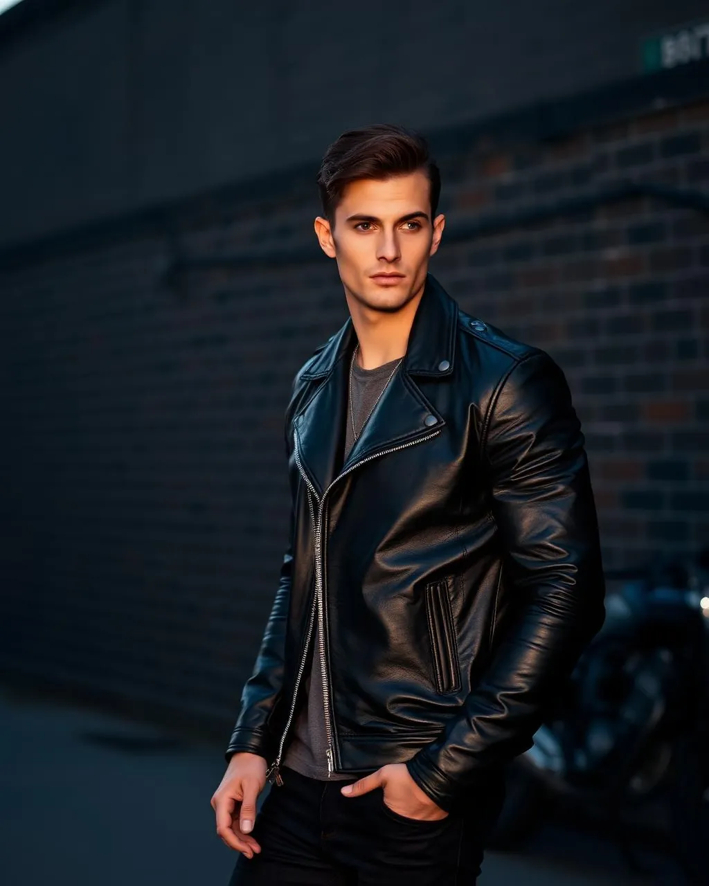 Ready-made leather motorcycle jacket