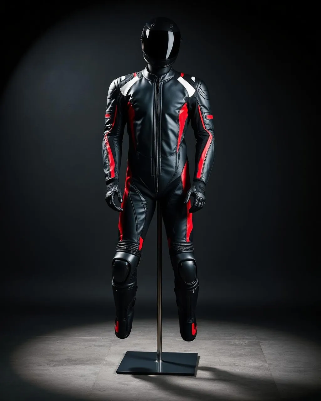Custom leather motorcycle suit detail